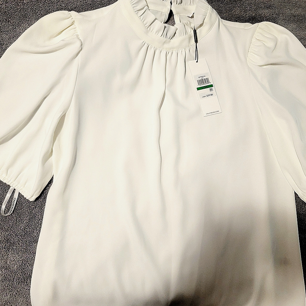 White Calvin Klein dress blouse size Lg